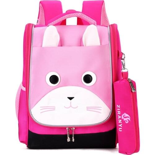 6-12 Year Old Childs School Bag for Girl Cute Bowknot School Backpack Cat Face print Princess Backpack the Best Gift for Girls
