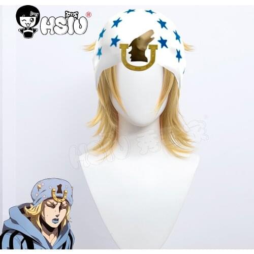 Johnny Joestar wig JoJo Bizarre Adventure Cosplay wig 「HSIU Brand」 Short blonde hair synthetic wig +Free wig cap