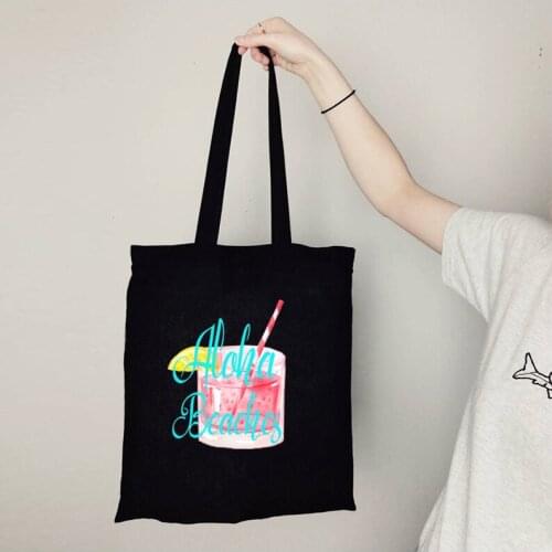 Aloha Beach Funny Shopping Bags Harajuku Vacation Graphic Bags Hawaii Tropical Totebag Ice Cream Cute Bags Fashion