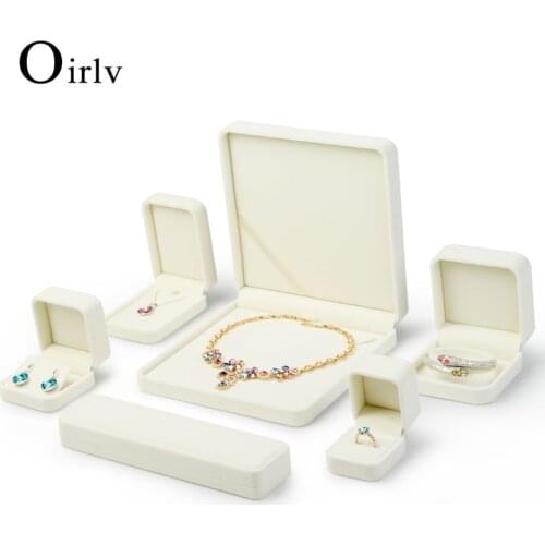 Oirlv Jewelry Gift Box Cream-white Velvet Ring Pendant Earring Bracelet Box Jewelry Organizer Storage Packaging Shop Counter