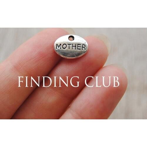 50 pcs 12x9mm Silver Color Letter "Mother" word family pendant Charms Metal Bracelet Necklace Jewelry Findings A720