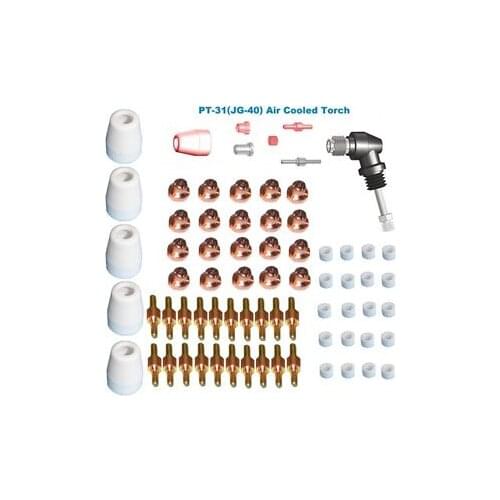 PT31/JG40 Hand Use Torch Head+ Short Nozzle 20pcs +Short Electrode20pcs+Shield 5pcs+Swirl Ring10pcs ,Plasma Cutting Torch 40A