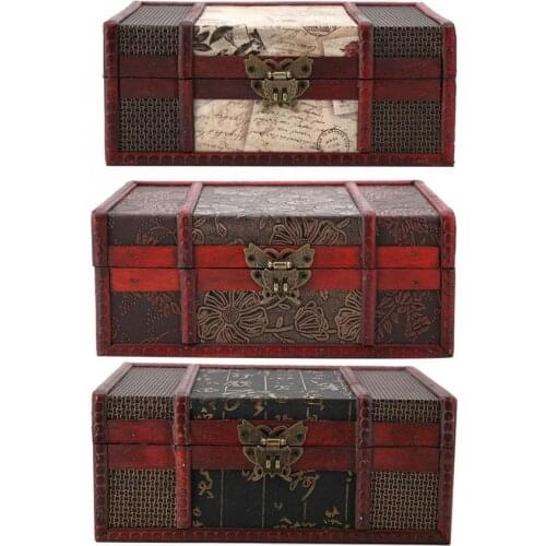 3 Styles Handmade Jewelery Box Vintage Wooden Storage Box Large Size Book Storage Box Organizer Treasure Case Chest Organizer