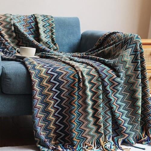 Bohemian style knitted throw blanket Sofa winter Soft fluffy bed towel cover tassels thread blankets for beds Home textile