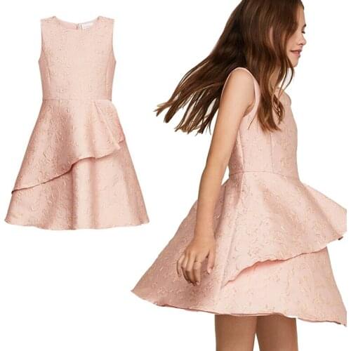 Yatheen Little and Big Girls 2T-16T Jacquard Fabric Dress Plant Pattern Fit-and-Flare Party Dresses Kids Dress For Gilrs