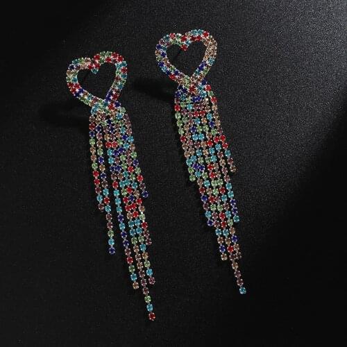 YFJEWE New colorful Rhinestone Crystal Long Tassel Earrings for Women Bridal Drop Dangling Earrings Brincos Wedding Jewelry E638