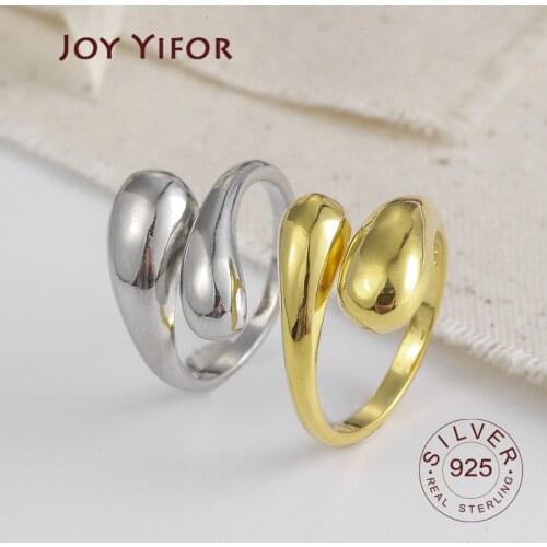 2020 New Gold Color 925 sterling silver Twisted Croissants Threads Geometric Rings for Women Minimalist Chunky Vintage Jewelry