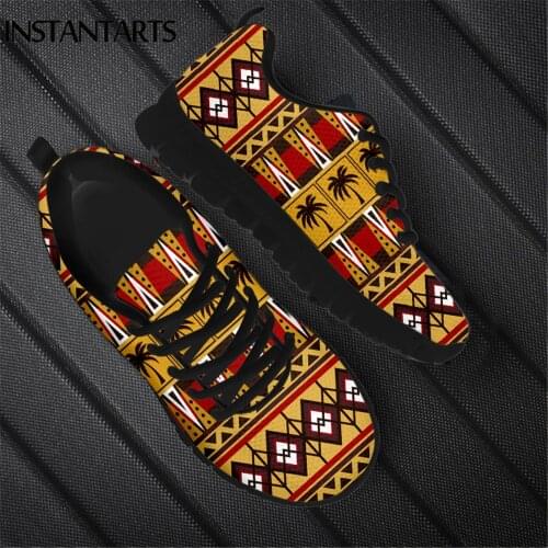 INSTANTARTS Tribal African Pattern Women Casual Sneaker Comfort Lightweight Flat Shoes 2020 New Style Footwear Zapatos Lace up