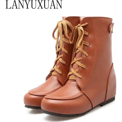 Botas Mujer Winter Boots Plus Big Size 34-52 New Round Toe Buckle Boots For Women Casual Heels Fashion Warm Winter Shoes 507