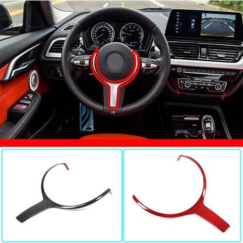 1 Pcs Real Carbon Fiber Interior Thong Steering Wheel V-shaped Inner Frame Stickers For BMW 3/4 Series X1X2X5 Car Accessories
