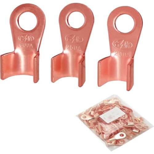 10pcs Ot Type 10A 20A 30A 40A 60A 80A 100A 200A Wire Terminal Red Copper Bare Noselugs Crimp Open Mouth Cable Connector Splice