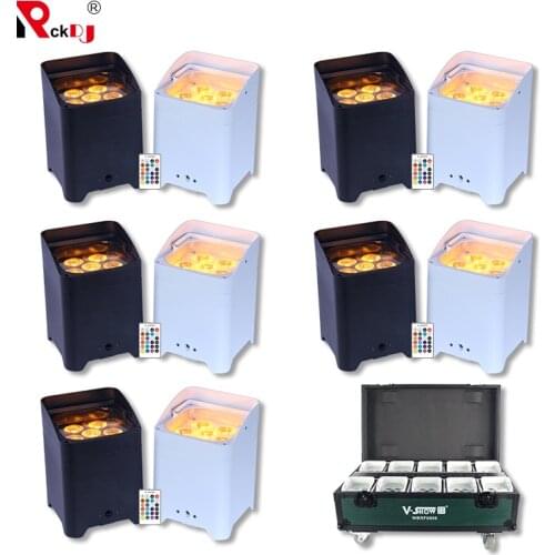 10pcs With Charge Flightcase Battery Wireless DMX Wifi Remote Led Wedding Uplight 6x18w RGBWAUV 6IN1 LED Par Can Ligh Dj Disco