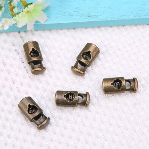 100 pcs/lot 2-hole square metal alloy stoppers toggle cord locks Drawstring lock bungee cord Silver/ Gun Black/bronze