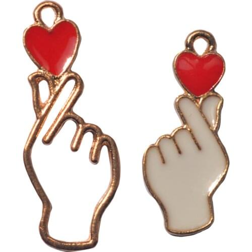 12pcs/lot fashion metal Zinc alloy charms oil drip love hand pendant for diy Bracelet necklace jewelry findings 6629