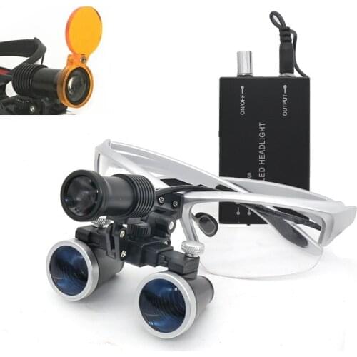 2.5/3.5X Surgery Surgical Medical Operation Dental Binocular Loupes Magnifier 5WLED Headlight Headlamp with Dental Filter