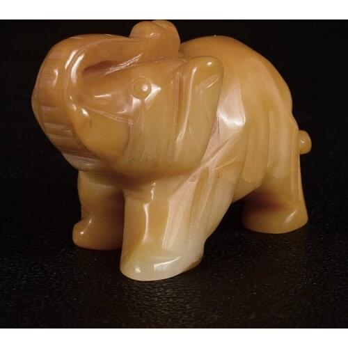 2 Inch yellow jade hand craft stone Elephant Figurines Carved Mini Animal Statue for Decor Healing crystal quartz feng shui