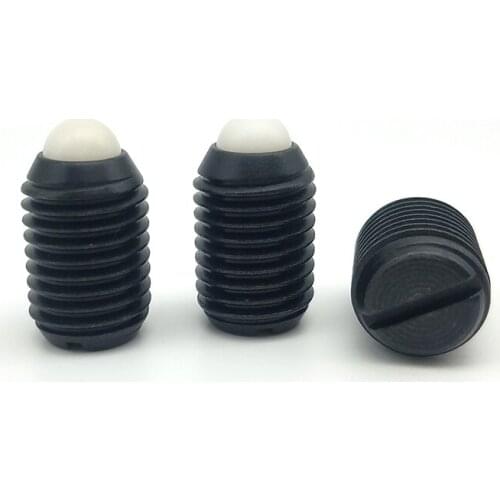2pcs M16 Slotted nylon bead positioning screws one word ball head spring plunger screw black color bolts 24mm-40mm length
