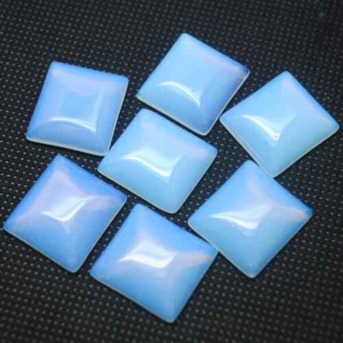 20pcs opal glass cabochons square shape white glass cabs no hole for charms pendants new beads accessories diy fittings 18mm