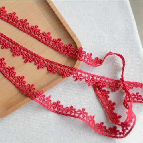 3 Meters Pink Red High Quality Flower Lace Trim Applique Cord Lace Fabric Sewing Accessories 1.2cm Width