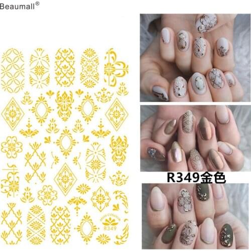3D gold/black/silver/white Nails Art Manicure Back Glue Decal Decorations Nail Sticker For Nails Tips Beauty