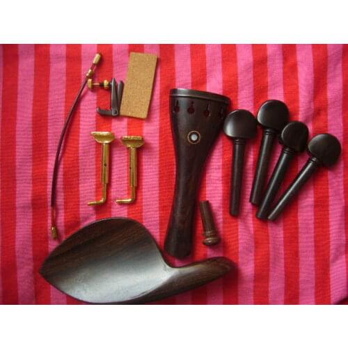 5 sets nice natural ebony violin fittings 4/4 including all parts