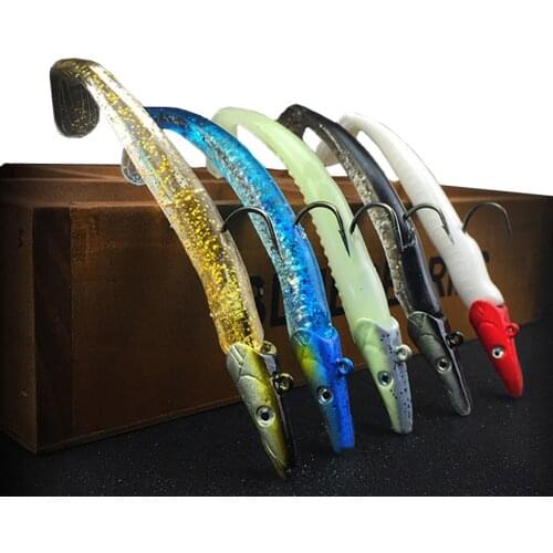 5Pcs Artificial Luminous Lure Set Sea Jig Bared Fishing Lures Sinking Soft Bait with Carbon String Jig Hooks Fish Accessories W3