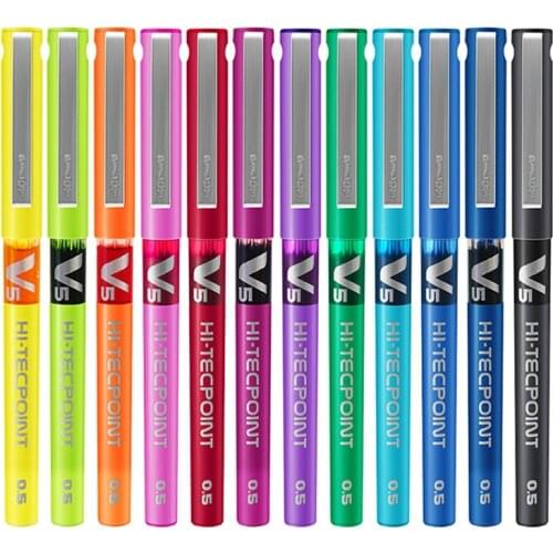 6/12pcs PILOT BX-V5 full needle straight liquid ballpoint pen BX-V5 0.5mm gel pen multicolor large capacity