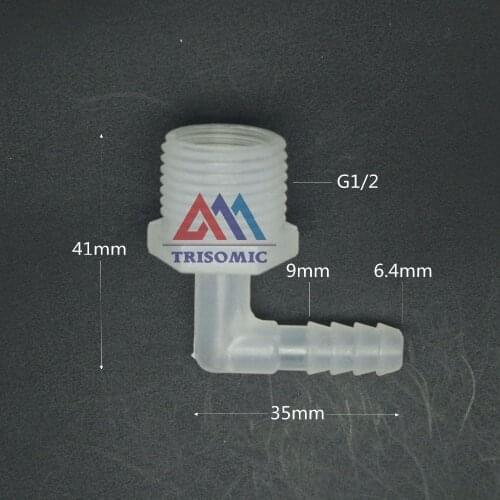 6.4mm*G1/2 Elbow screw thread type Connector Tube Joiner Material PP Plastic Fitting Tank Airline acid and alkali resistant