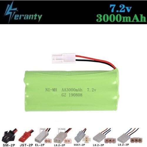 3000mah 7.2v Rechargeable Battery For Rc toys Cars Tanks Train Robots Guns Boats NiMH Battery AA 7.2v 2400mah Battery Pack 1pcs