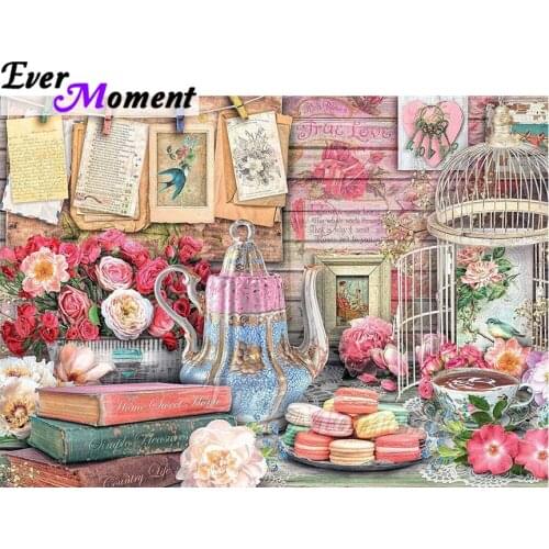 Ever Moment Diamond Painting Decoration For Home Desert Cake Pot Flower Cage 5D DIY Diamond Embroidery Bead Artwork ASF1756