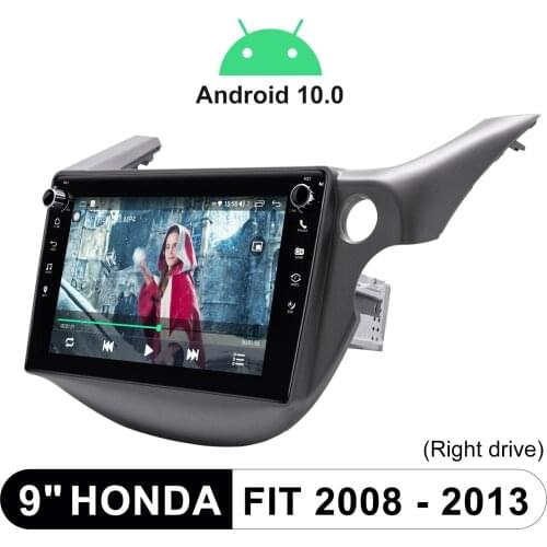 Car Video Players 1din Radio Android Central Multimedia 9" Carplay Bluetooth For Honda Fit 2008-2013 GPS DVR OBD2 Reverse Camera