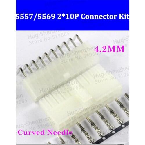 50pcs Automobile connector 5557/5569 Pitch 4.2MM 20PIN 2*10pin connector Plug + Curved needle seat + terminals