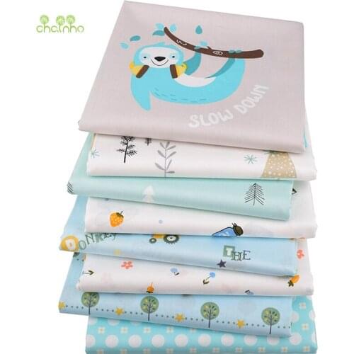 Chainho,Printed Twill Cotton Satin Fabric,Cartoon Series, For DIY Quilting Sewing Baby&Childrens Sheet,Pillow,Cushion Material