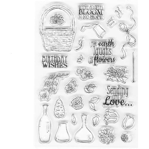 Flower Stamps Clear Silicone Rubber Stamps Card Making Scrapbook Background Stamps