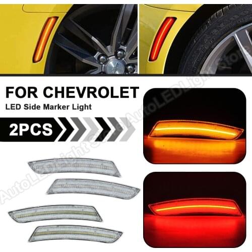 For 2016 2017 2018 2019 2020 2021 Chevy Chevrolet Camaro Auto Parts LED Side Marker Light Lamp Front Rear Amber Red 2 or 4Pcs