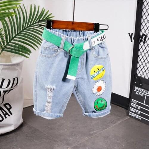 Casual Kids Trousers boys denim shorts Summer New Childrens Clothes Baby Boy Short Pants Cotton Cartoon Elastic Pockets Pants