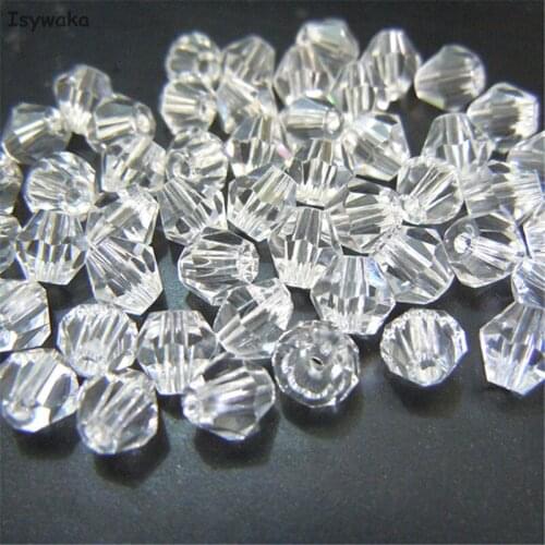 Isywaka Sale White Color 6mm 48PCS Bicone Austria Crystal Beads charm Glass Beads Loose Spacer Bead for DIY Jewelry Making