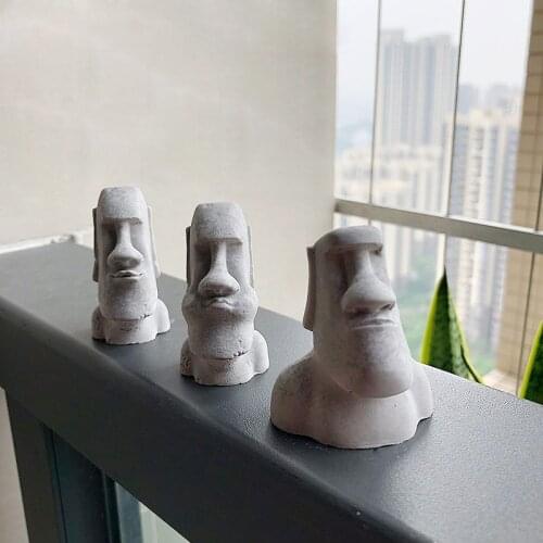 Easter Island Stone Statue Moai Plaster Mold 3D Patron Saint Cement Silicone Mold Moai Sculpture Concrete Decor Soap Mold