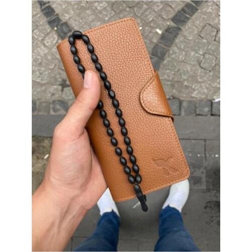Karali Leather Phone Compartment Tan Genuine Leather Wallet-kuka Rosary Gift
