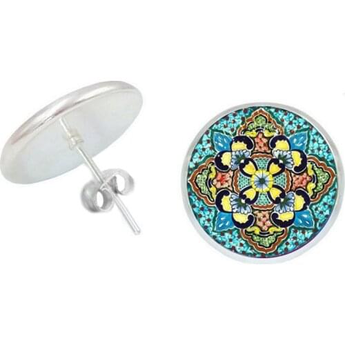 Hot! 2019 New Earrings Mandala Butterfly Time Glass Convex Girl Earrings Fashion Ladies Childrens Jewelry