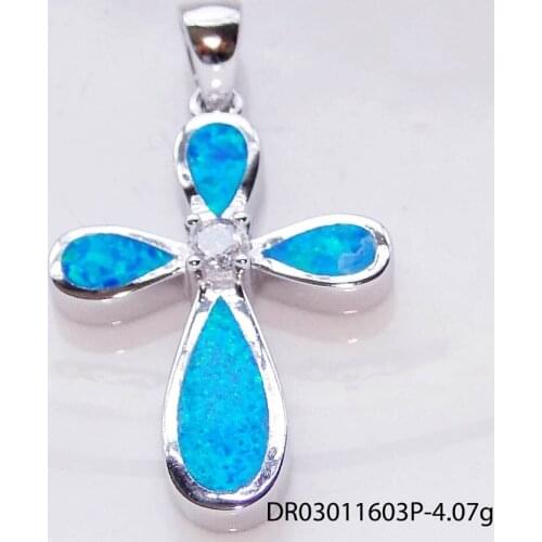 Best Selling Jewelry Women Pendant Fire Opal Cross Pendant Silver Plated Friendship Pendant Charms for Women without Chain