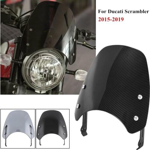 ABS Motorcycle Smoke Windscreen Windshield Wind Shield Protection Flyscreen For Ducati Scrambler 2015 2016 2017 2018 2019 Carbon