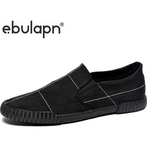 Ebulapn Brand Vulcanized Shoes Men Loafers Breathable New Cloth Lazy Trend Fashion Striped Flats Male Canvas Sneakers Shoe 9070