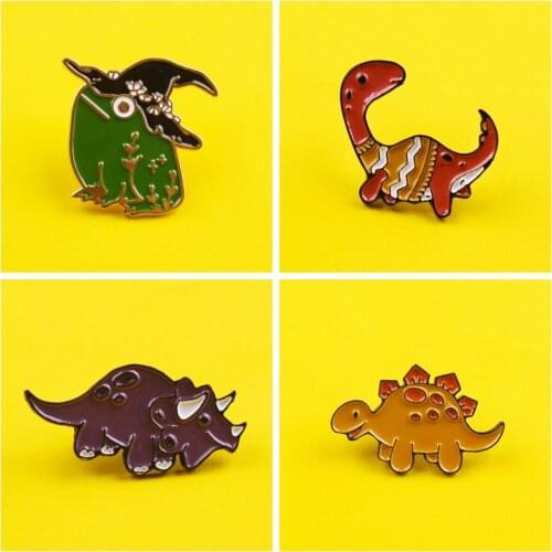 Cute Dinosaur Metal Badges Cartoon frog Pins And Brooches For Women Men Lapel Pin Creative Gift Backpack Badge Jacket