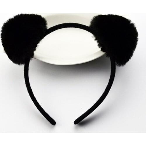 Lily Wang Cute Cat Ear Hairbands Faux Fur Hair Band Girls Hair Ball Ear Hair Hoop For Hair Accessories Women Princess Headwear
