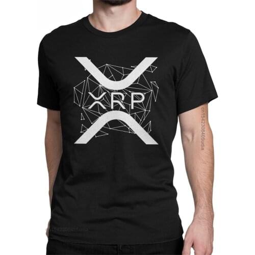 Mens T-Shirt Ripple Xrp Cryptocurrency Vintage Pure Cotton Tees Short Sleeve Crypto T Shirt Round Collar Camisa Streetwear