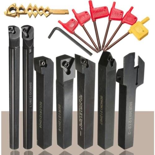 7PCS 12mm Shank 45HRC Lathe Boring Bar Turning Tool Holder Set With Carbide Inserts For Semi-finishing and Finishing Operations