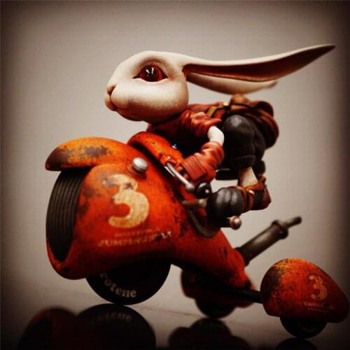 Unpainted Punk Locomotive Rabbit With Tricycle GK Resin Figure Scale Model Figure Resin Kit Colorless Self-Assembled Toy