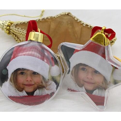 New Christmas Transparent Photo Frame Five-star Ball Christmas Decorations Xmas Tree Hanging Decor For Home Diy Party Kids Gifts