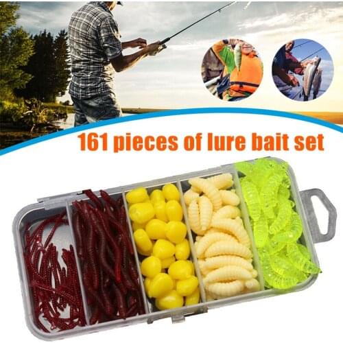 New 161pcs/set Soft Fishing Lure Worm Lure Corn Bait Set Plastic Fishing Worms Grub Baits SCI88
